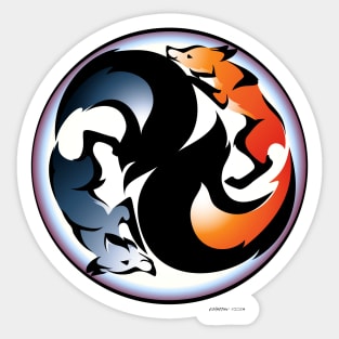 Yin Yang Kitsune Sticker